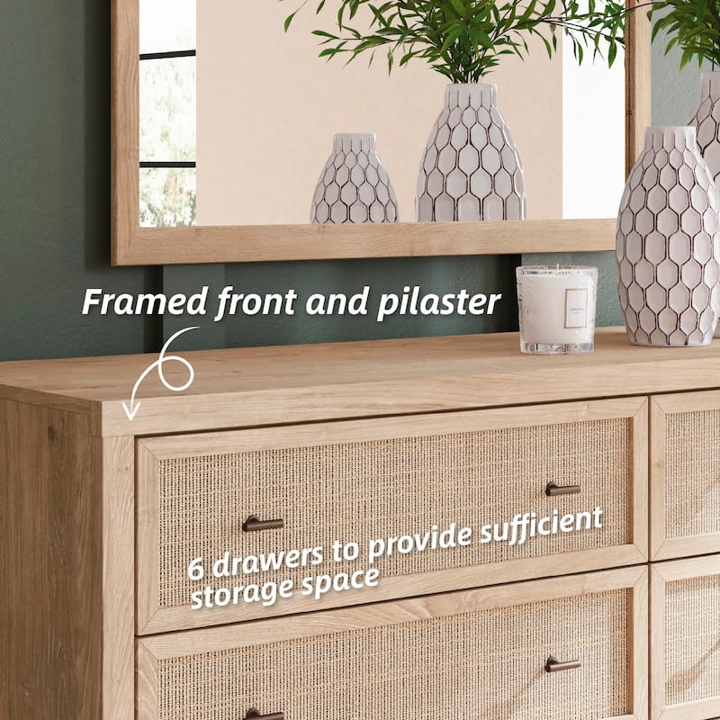 beige color dresser May in Color Beige 6 Drawer Dresser, Fluted Modern Chest of Drawers for Bedroom
