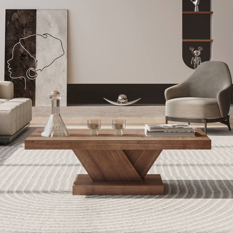 Modern Cross Leg Coffee Table, Sturdy X-Shape Design