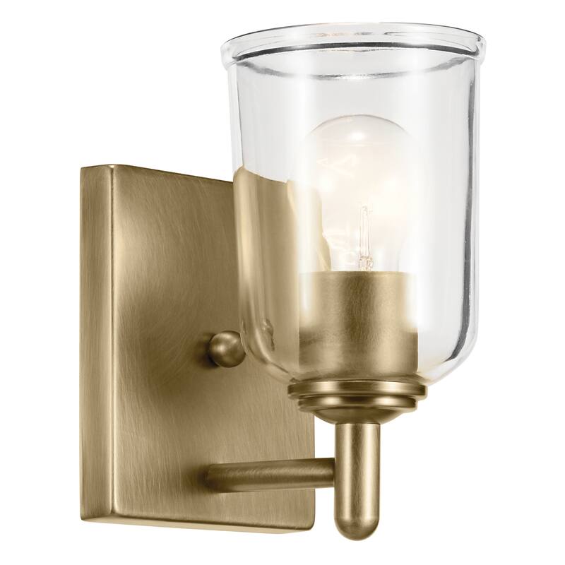 Kichler Lighting Shailene 1-Light Wall Sconce Light with Clear Glass - Natural Brass - 1-Light