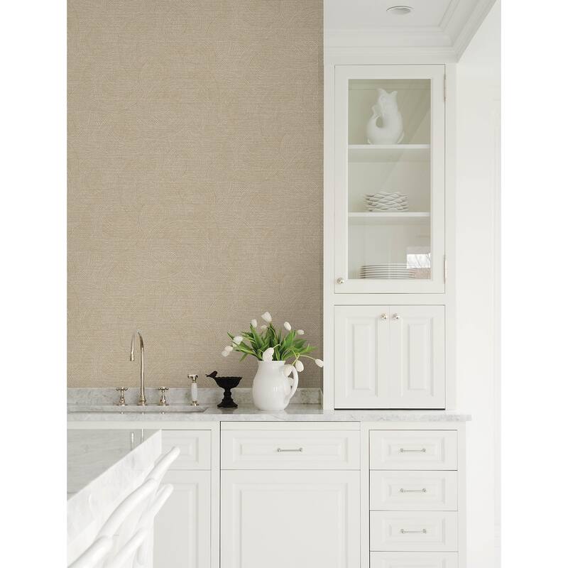 Chesapeake Harrison Taupe Swirling Geometric Wallpaper