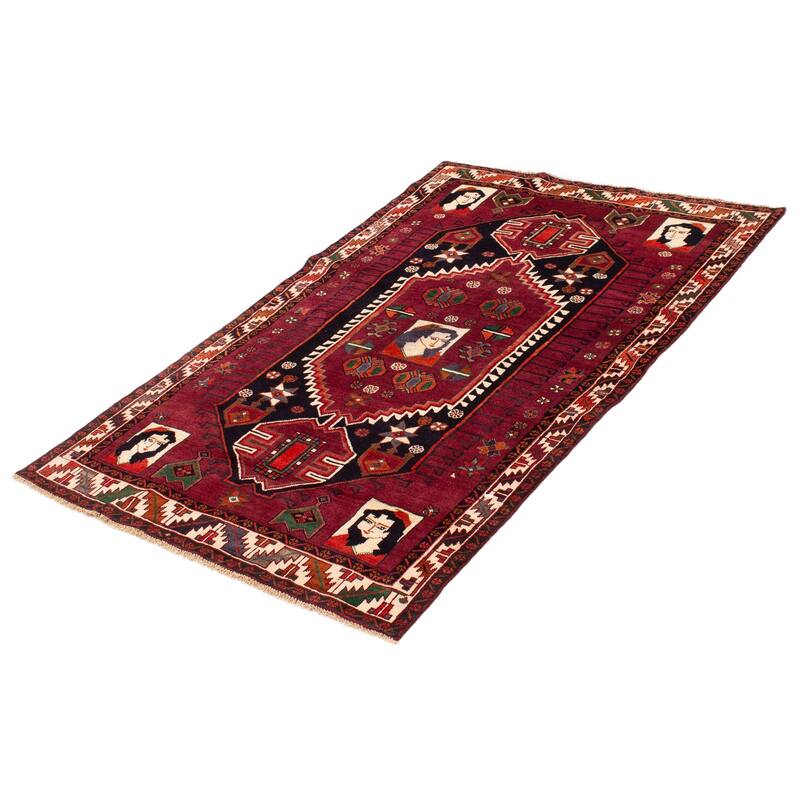 ECARPETGALLERY Hand-knotted Melis Vintage Burgundy Wool Rug - 4'10 x 7'6