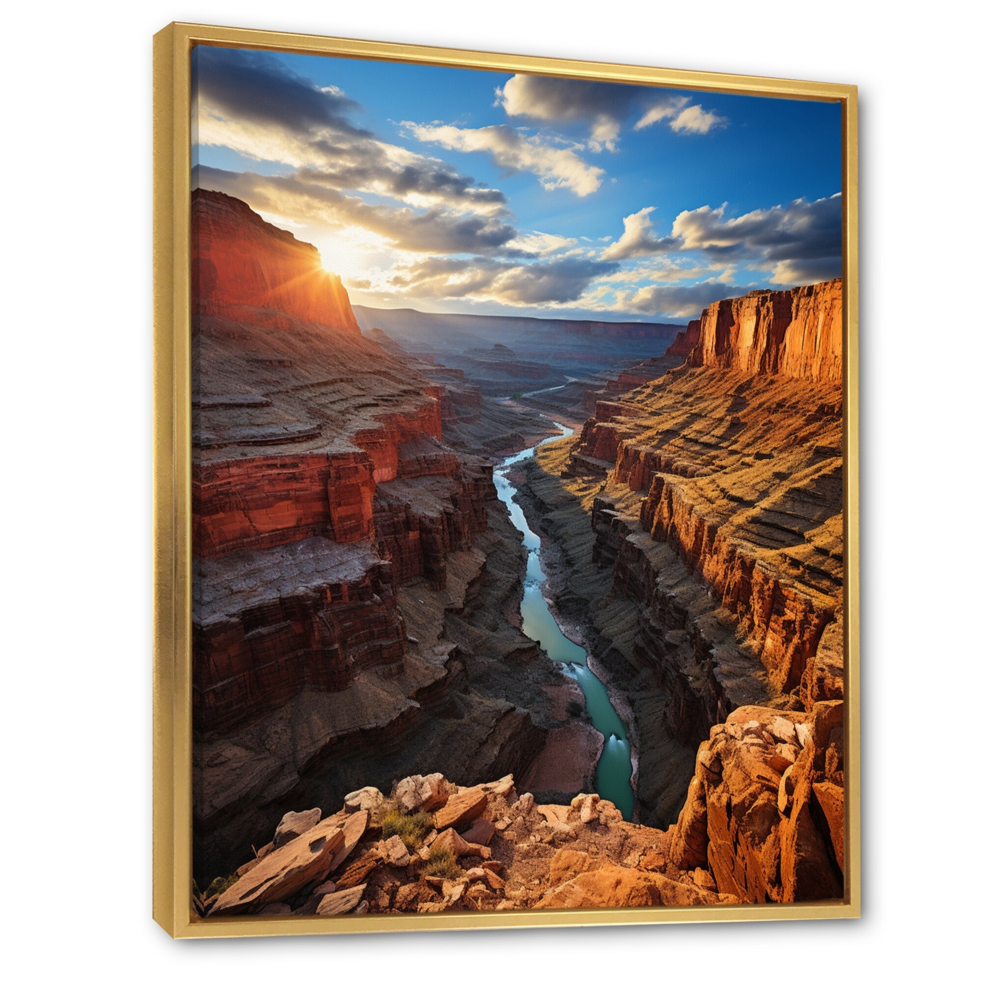 Designart "Canyon Unveiling Majesty I" Canyon Framed Canvas Print - Bed 