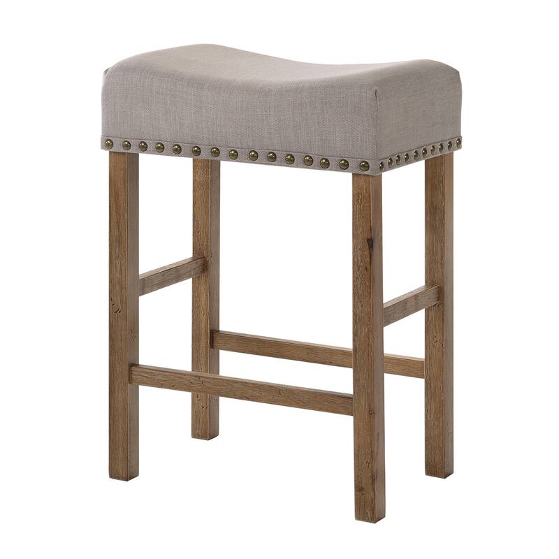 Tan and Weathered Oak Counter Height Stools (Set of 2)
