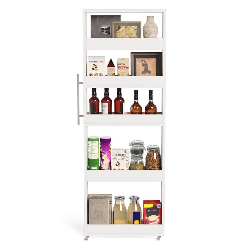 5-tier Slim Storage Rolling Cart with Handle and Wheels