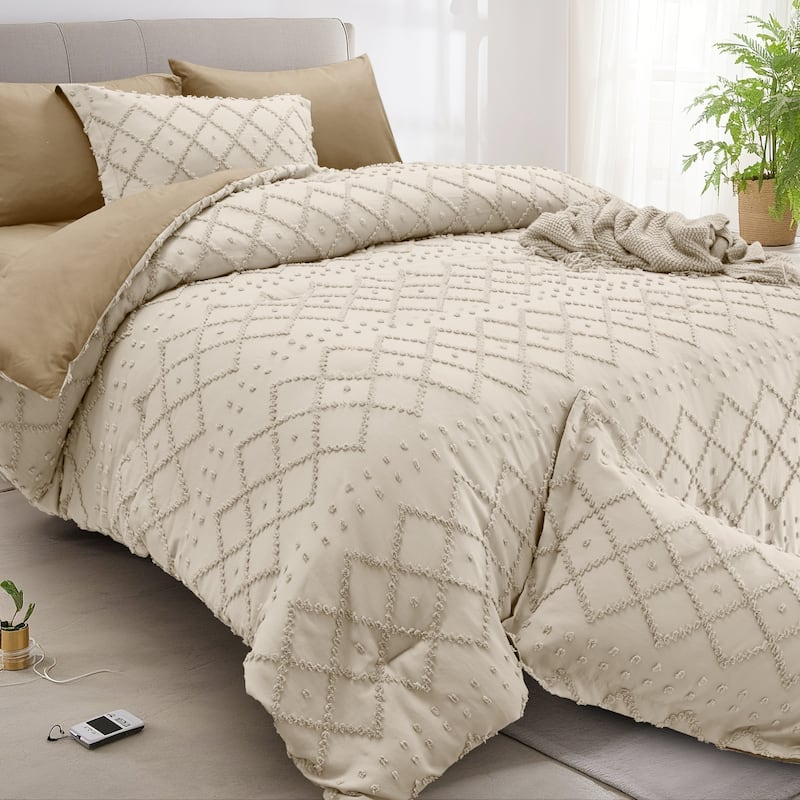 Set of 5/7 Pieces Brushed Comforter Set, Bed-in-a-Bag