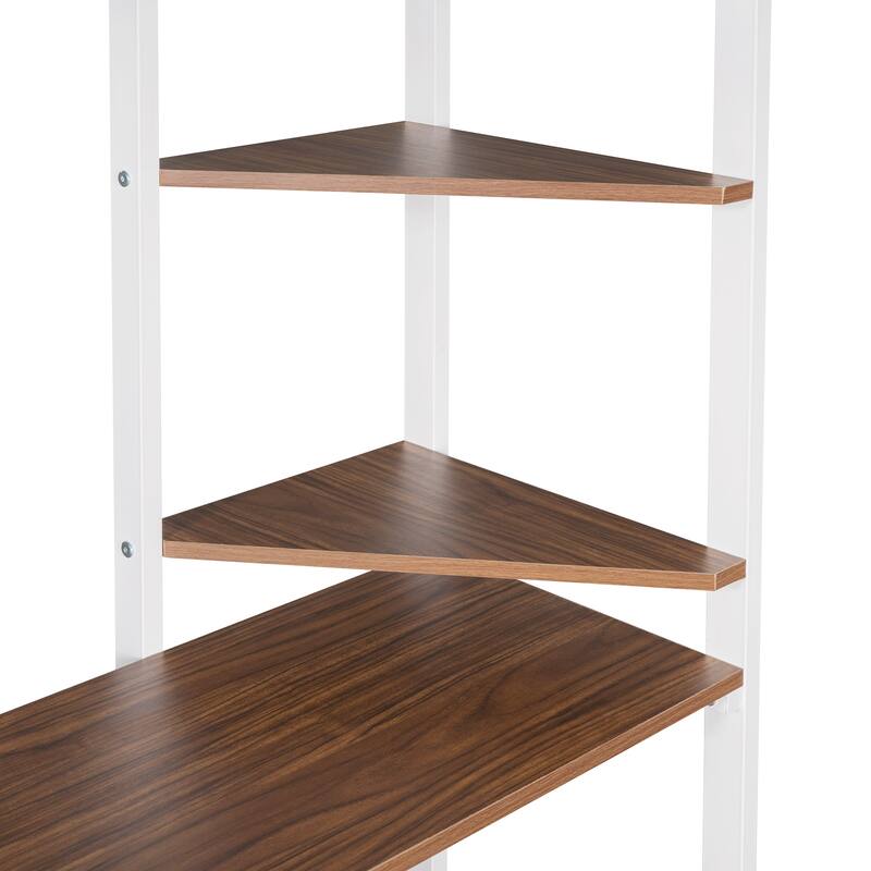 Metal Twin Bedframe, Twin Size High Loft Bed with Desk & Shelves