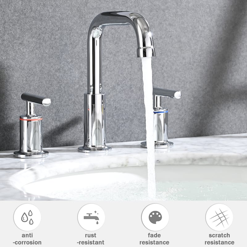 PROOX 8 in.Widespread Lavatory 2 Handles Bathroom Faucet with Drain Assembly