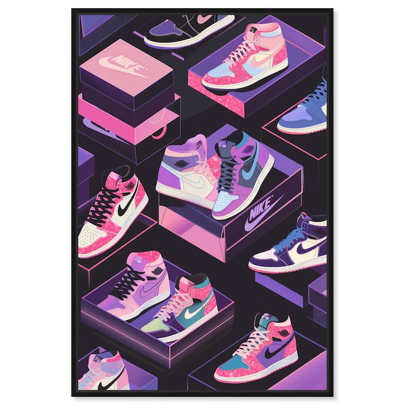 Neon Pastels Sneakers Canvas by Art Remedy - 24" x 36" - Black