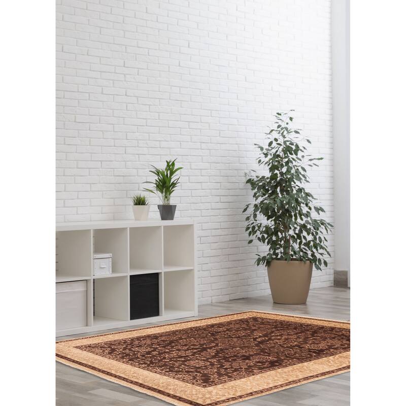 ECARPETGALLERY Hand-knotted Mirzapur Dark Brown Silk, Wool Rug - 5'0 x 6'10