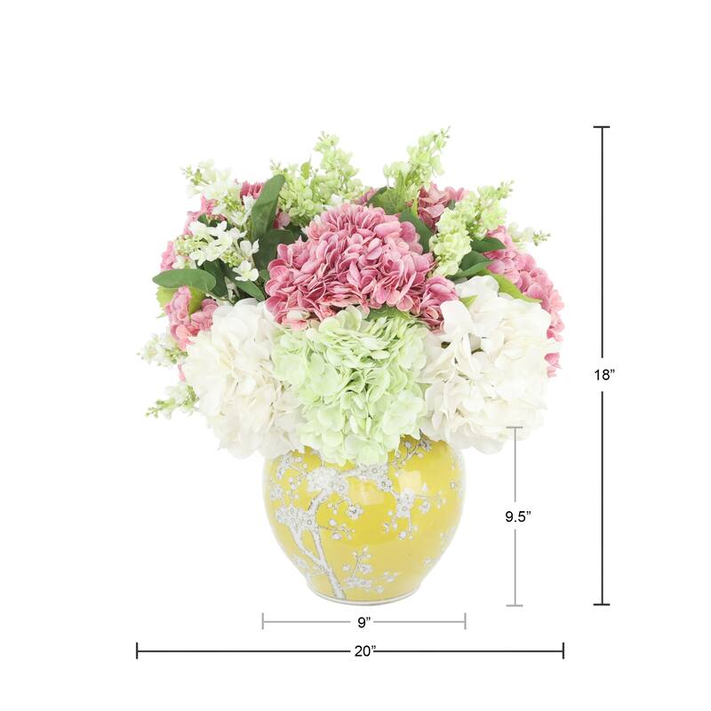 Hydrangea and Lilac Arrangement in Decorative Vase - 18