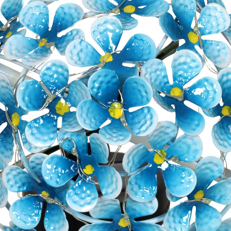 Exhart Solar Metal Hydrangea Garden Stake with Twenty Six LED lights, 7 by 21 Inches