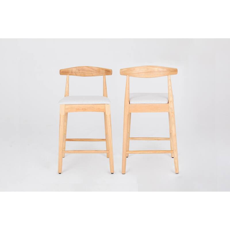 Counter Height Bar Stool Set of 2, Armless Dining Chairs with Cushioned Seat, Kitchen Island Chairs with Curved Backrest