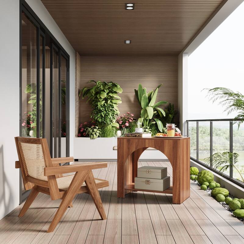 Farmhouse End Table for Living Room Large Side Table with Storage Sofa Table