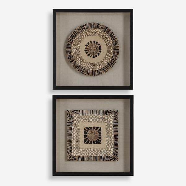 slide 2 of 8, Uttermost Intertwine Knit Paper Shadow Box, Set of 2 - 23.625"H x23.625"W x 2"D