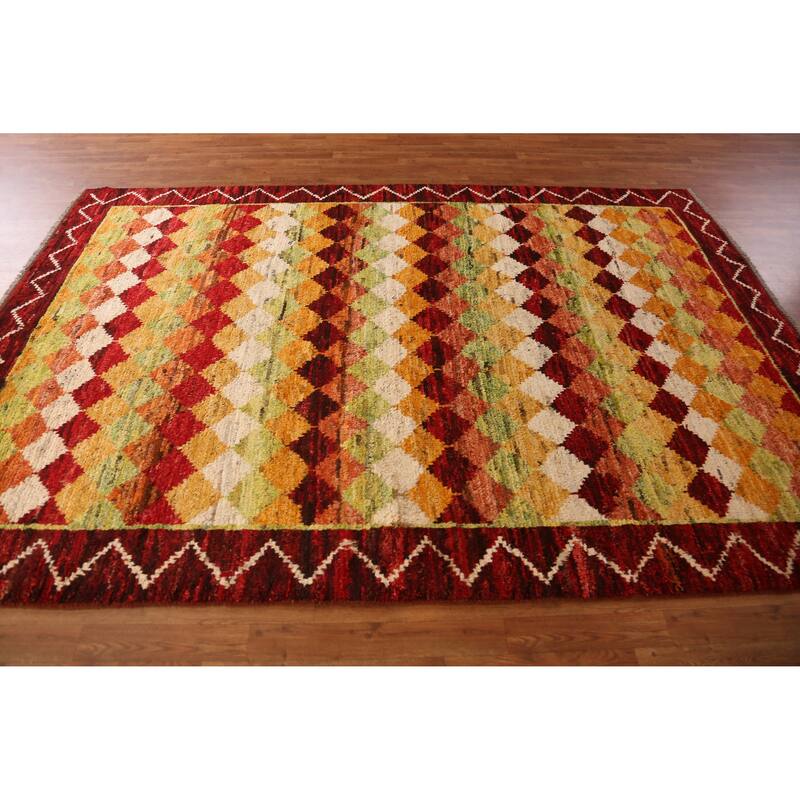 Trellis Geometric Moroccan Oriental Area Rug Hand-Knotted Wool Carpet - 6'9" x 10'1"
