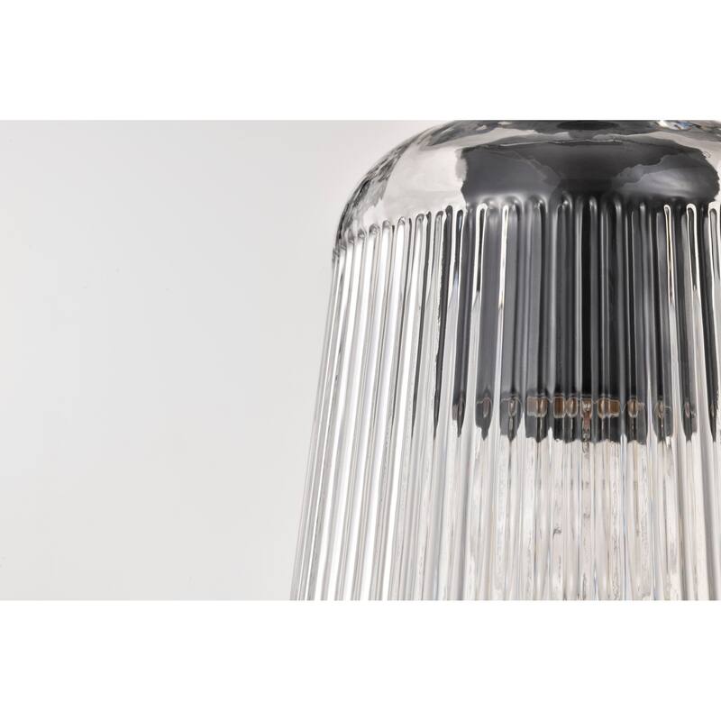 Grayson 1 Light Mini Pendant Matte Black Finish Clear Ribbed Glass - Matte Black