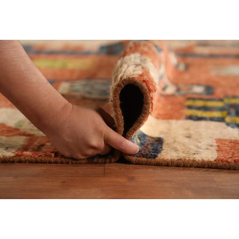 Orange Moroccan Oriental Area Rug Hand-Knotted Bedroom Wool Carpet - 6'10" x 9'7"