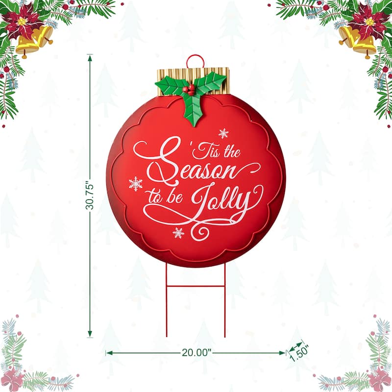 Glitzhome Metal Lantern Christmas Ornament Yard Stake Hanging Decoration