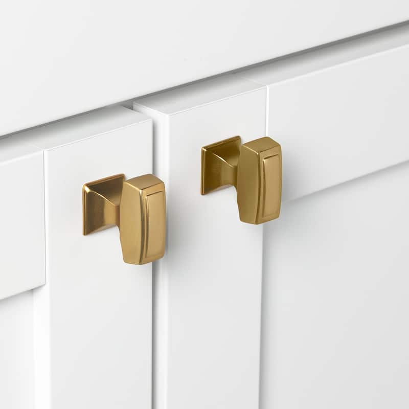 GlideRite 25-Pk 1-1/8 x 1/2 in. Gold Transitional Cabinet Knobs - Brass Gold