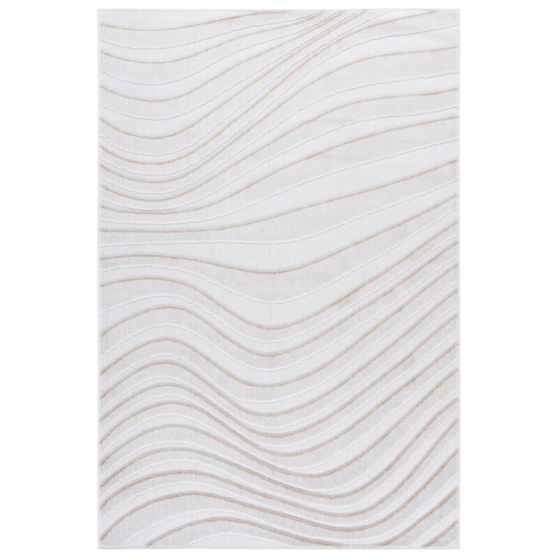 SAFAVIEH Stella Ozra Washable Indoor/Outdoor Rug - Weather Resistant & Easy Cleaning - Ivory/Beige - 4' x 6'
