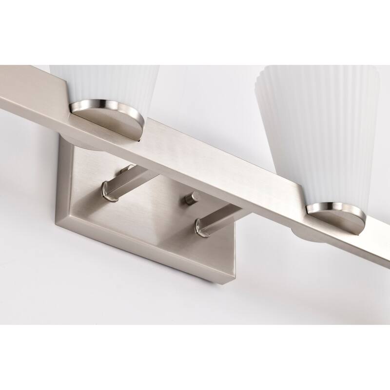 Royale 4 Light Vanity Brushed Nickel Finish Ribbed White Glass - Brushed Nickel