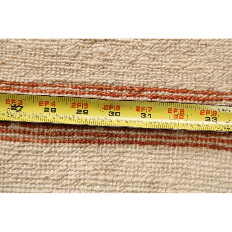 Neutral Gabbeh Kashkoli Oriental Runner Rug Wool Hand-knotted Carpet - 2'7" x 9'3"