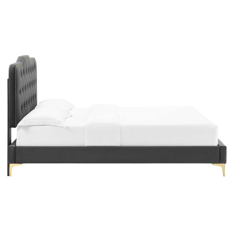 Amber Tufted Performance Velvet Twin Platform Bed