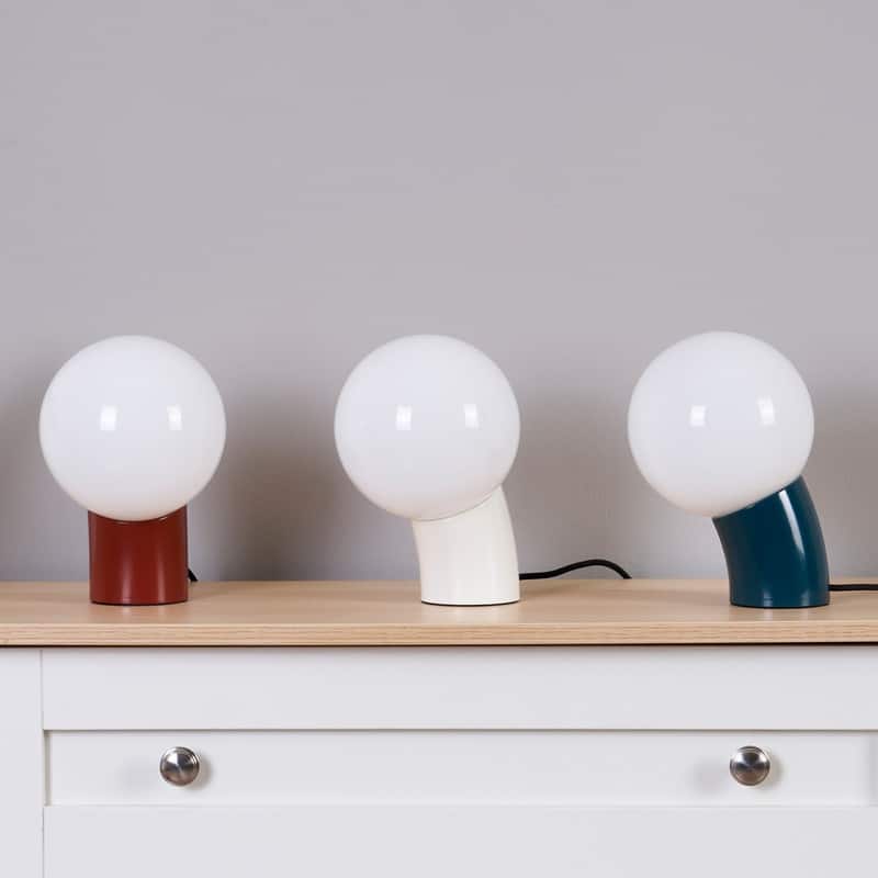 Vino LED 7.95 in Glossy Teal Midcentury Round Globe Dimmable Bedside Nightstand Desk Lamp with Fast Charging USB-C Port