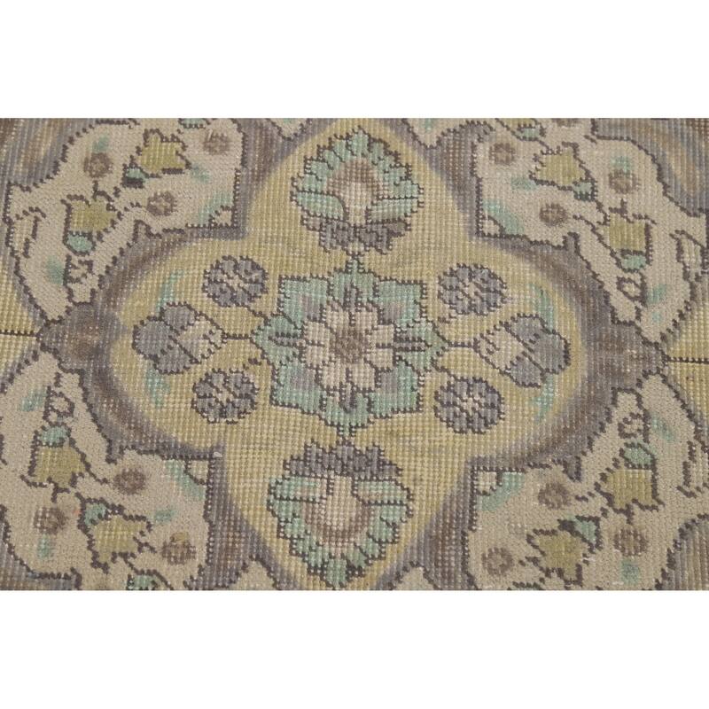 Gray Medallion Tabriz Persian Vintage Rug Hand-Knotted Wool Carpet - 7'10" x 10'9"