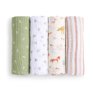 aden + anais essentials cotton muslin swaddle blanket 4 pack sage woodland