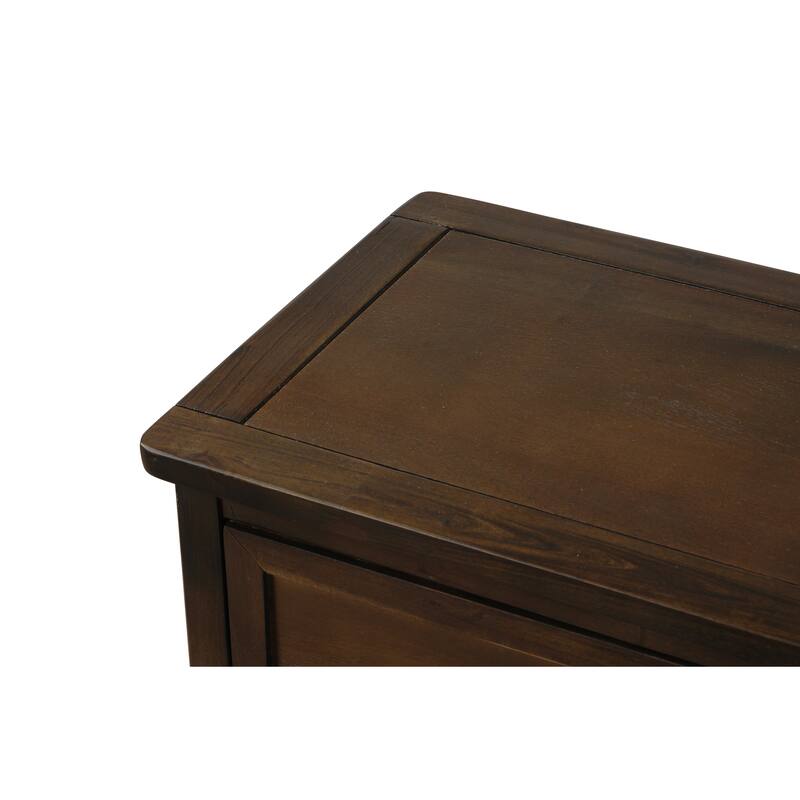 Rustic Storage Cabinet with Two Drawers and Four Classic Rattan Basket for Dining Room/Entryway/Living Room