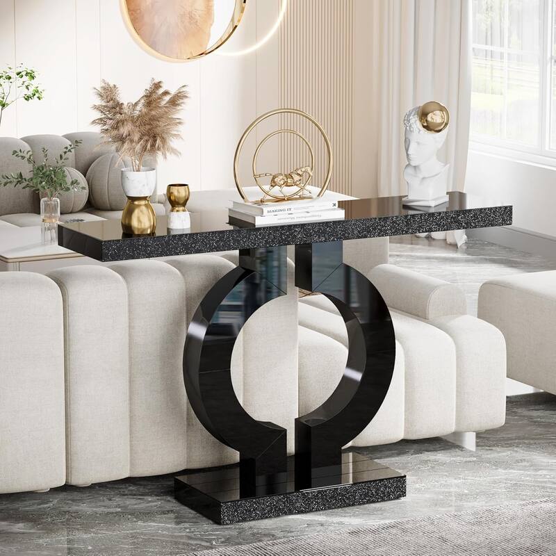 Modern Mirrored Console Table, Glass Sofa/Entryway Table, Rectangular Accent Foyer Table for Living Room, Hallway & Entrance