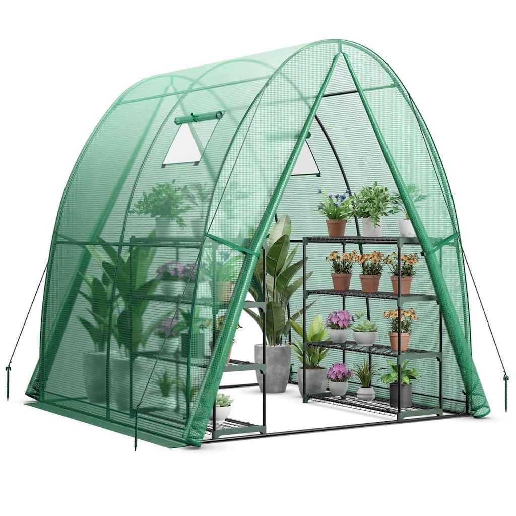 Costway Portable Greenhouse with 2 Zippered Doors 2 Roll-up Screen - See Details