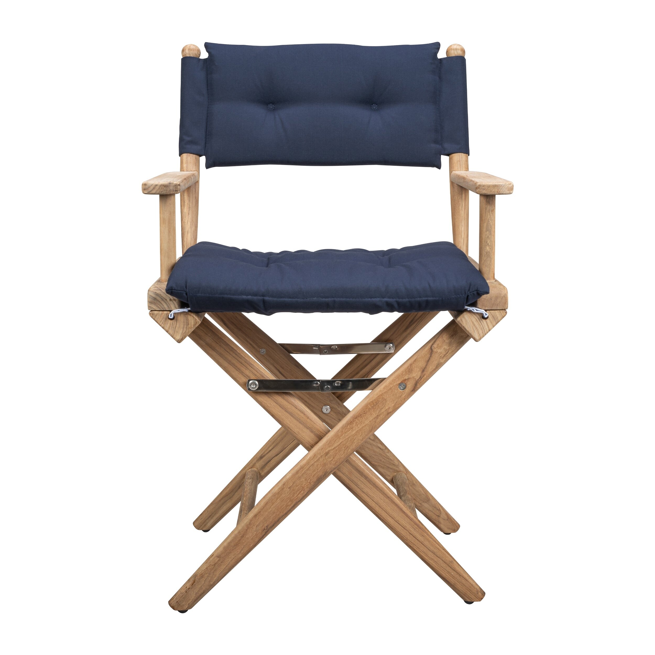 Solid Teak Director s Chair with Cushion Seat Covers Sanded Finish
