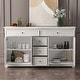 preview thumbnail 5 of 33, 59.1''Sideboard Buffet White Mid-Century Modern Contemporary Lacquered Credenza with Drawers and Doors