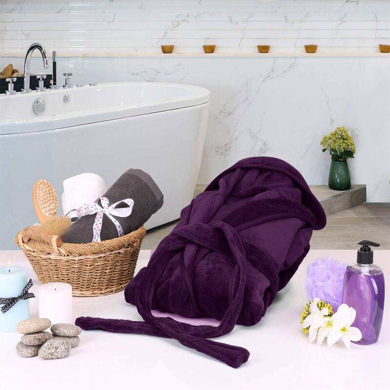 Women's Fleece Hooded Bathrobe Plush