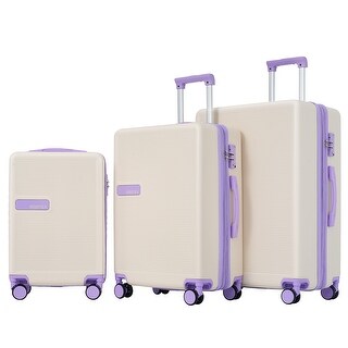Luggage 3 Piece Luggage Sets Lightweight 100% ABS Hardside Expandable ...