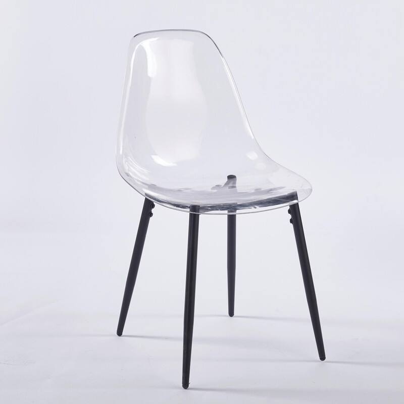 Modern Transparent Dining Chair with Clear Shell and Metal Legs, Easy-Clean Accent Chair for Home or Office