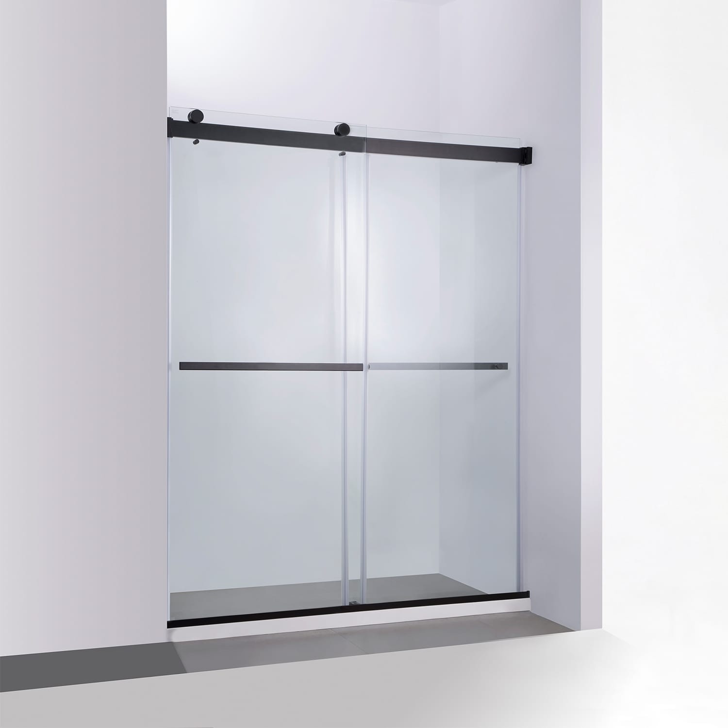 Spezia 64" W x 76" H Sliding Frameless Shower Door in Matt Black