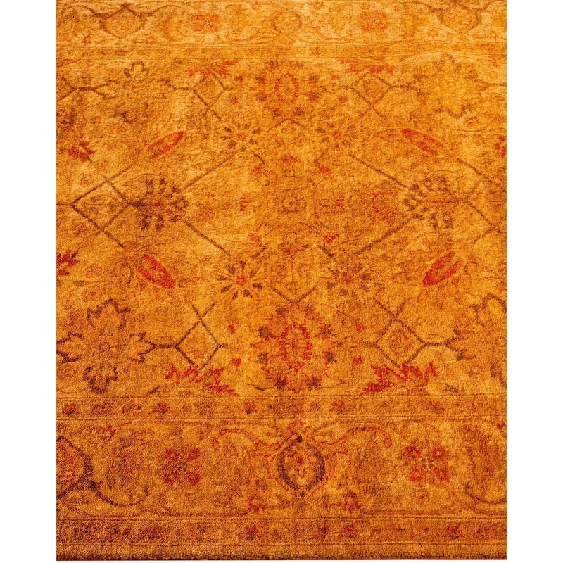 Overton Hand Knotted Wool Vintage Inspired Modern Contemporary Overdyed Gold Area Rug - 3' 3" x 4' 10"