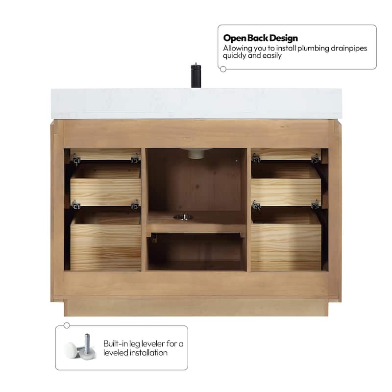 San Single Bath Vanity with Composite Stone Top without Mirror