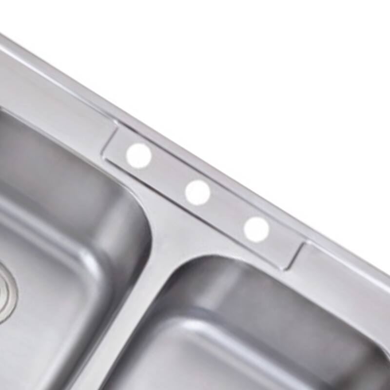 33''x22'' Drop in Kitchen Sink Three Holes, Top Mount Double Bowl Kitchen Sink, Stainless Steel Sink with Drainer&Sink Protector