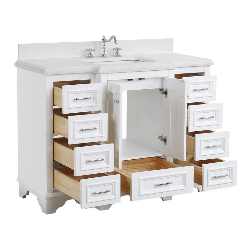 KitchenBathCollection Nantucket 48" Bathroom Vanity with Quartz Top