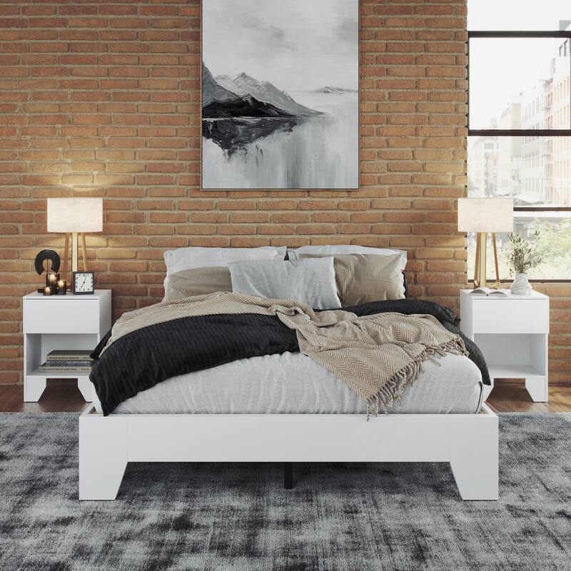 Boyd Sleep Lugano Wood Platform Bed Frame, Modern No Headboard Design, Easy Assembly