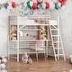 preview thumbnail 10 of 16, Modern Twin Size Loft Bed With Desk And Storage Shelves And Ladder And Safety Guaranteed White