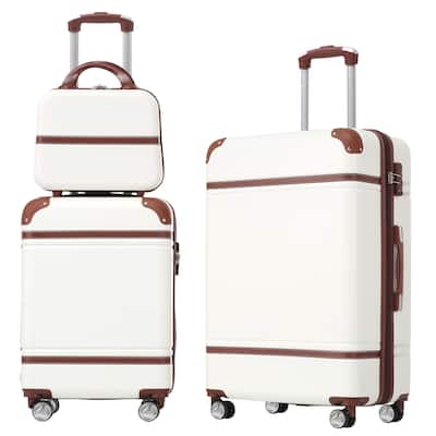 Lightweight 3-Piece Hardshell Luggage Set with TSA Lock, 20" & 24" Suitcases & Cosmetic Case