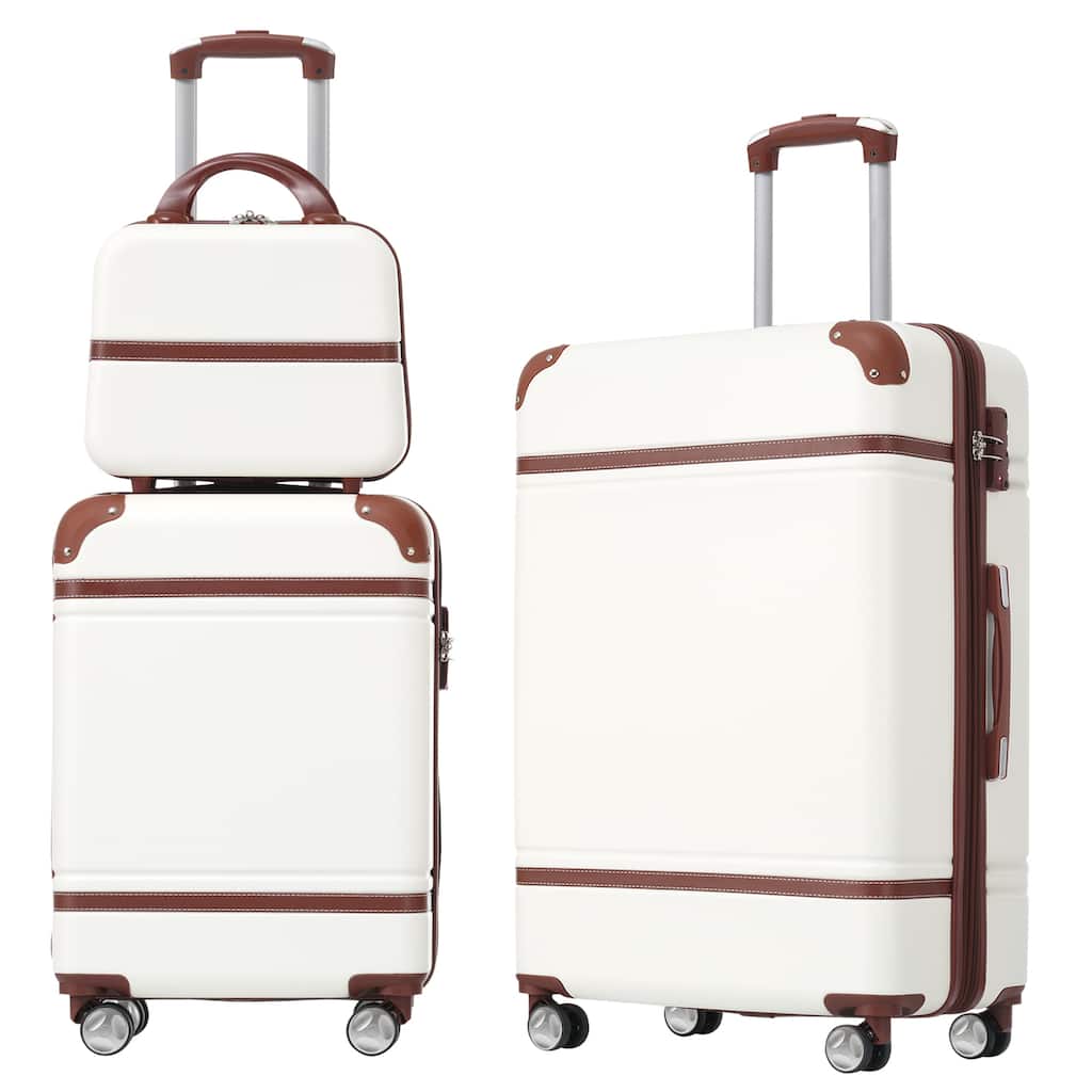 Lightweight 3-Piece Hardshell Luggage Set with TSA Lock, 20" & 24" Suitcases & Cosmetic Case