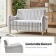 preview thumbnail 38 of 62, HULALA HOME Adika 51"W Farmhouse Striped Linen Upholstered Loveseat with Solid Wood Spindle Legs