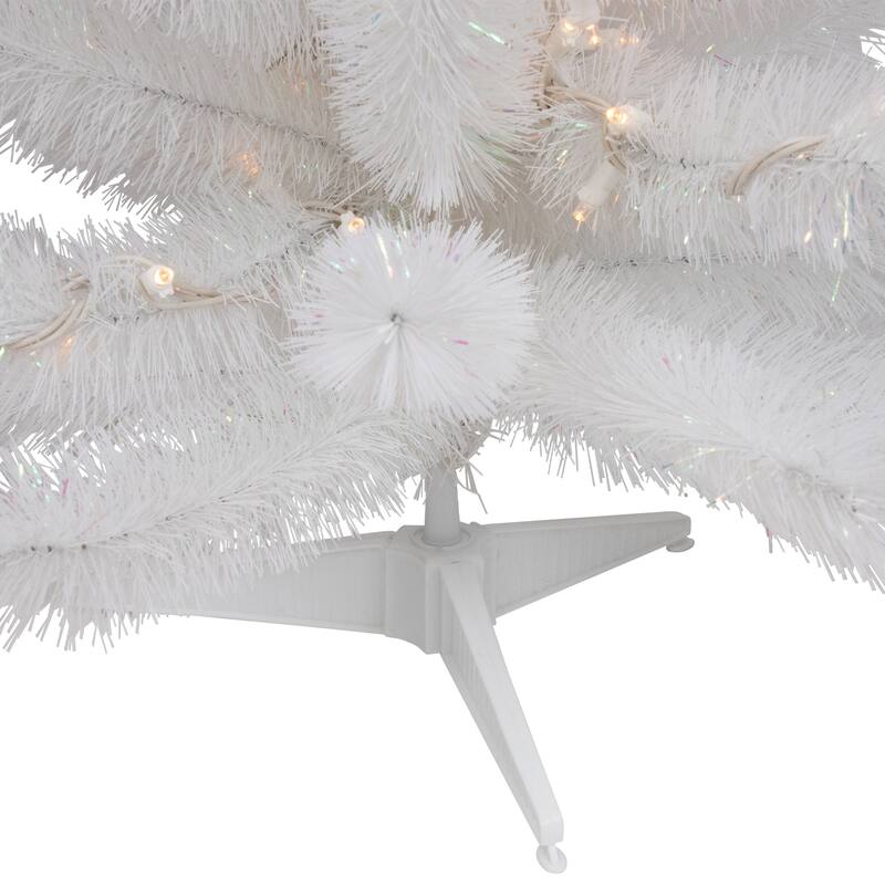 3' White Alaskan Pine Artificial Christmas Tree, Warm White LED Lights - 3 Foot