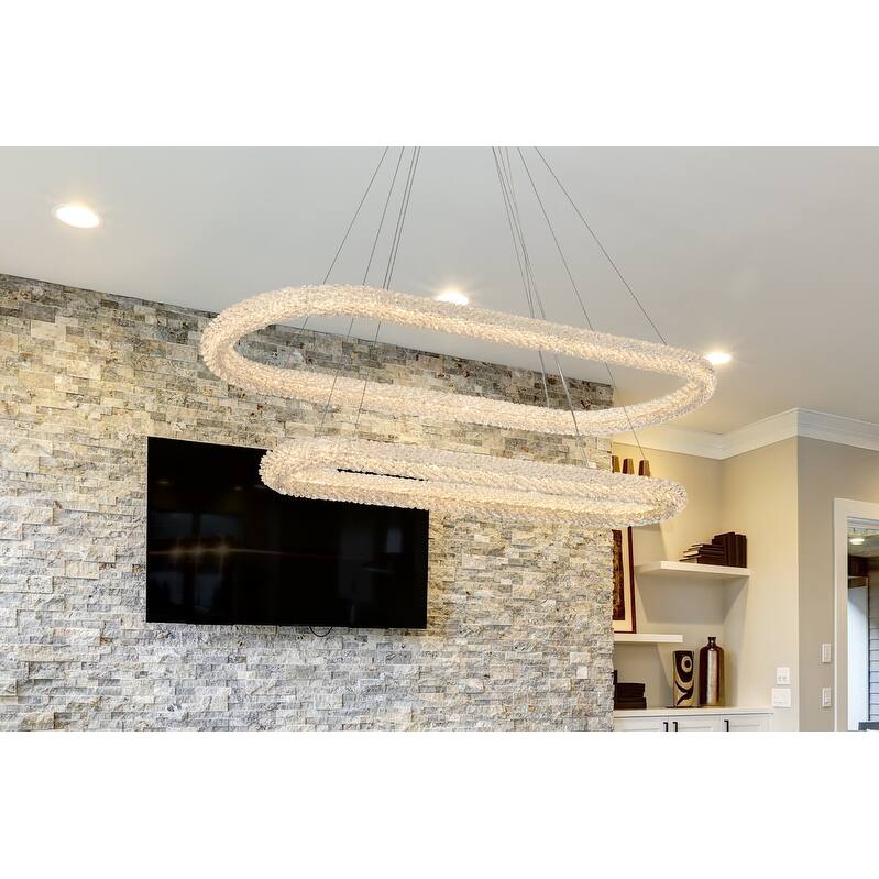 Elegant Lighting 3800G50L2 Bowen 51" Wide LED Crystal Ring Chandelier